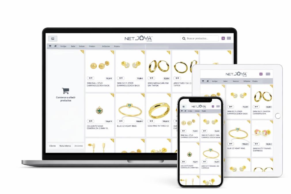 Catálogo digital de joyería netJOYA abierto en ordenador portátil